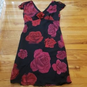 Black dress with red roses